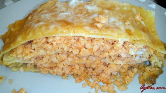 lasaña de pescado y gambas
