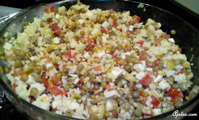 ensalada de cuscús con lentejas
