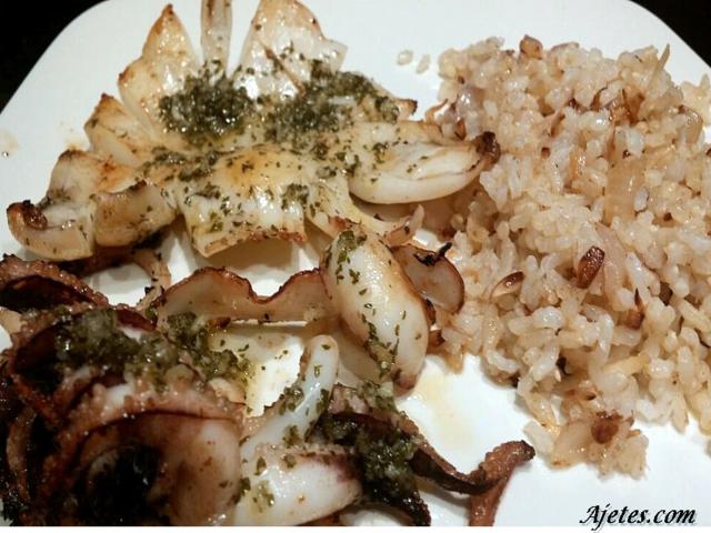Receta de sepia a la plancha con arroz integral
